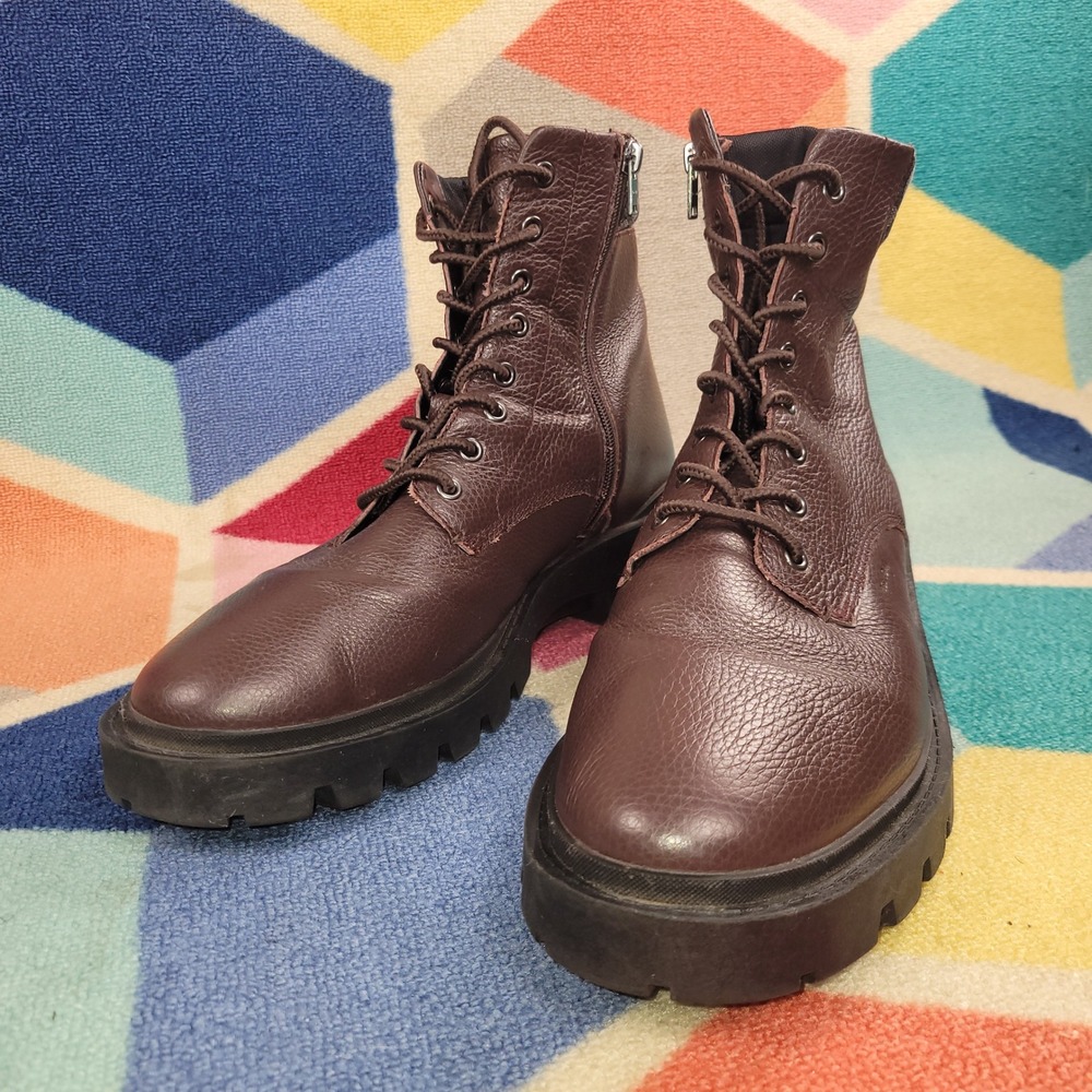 Coach Mens City Sole Boots Brown Signature Jacquard‎ Lug Sole Zipper Size 12 D - Picture 4 of 10